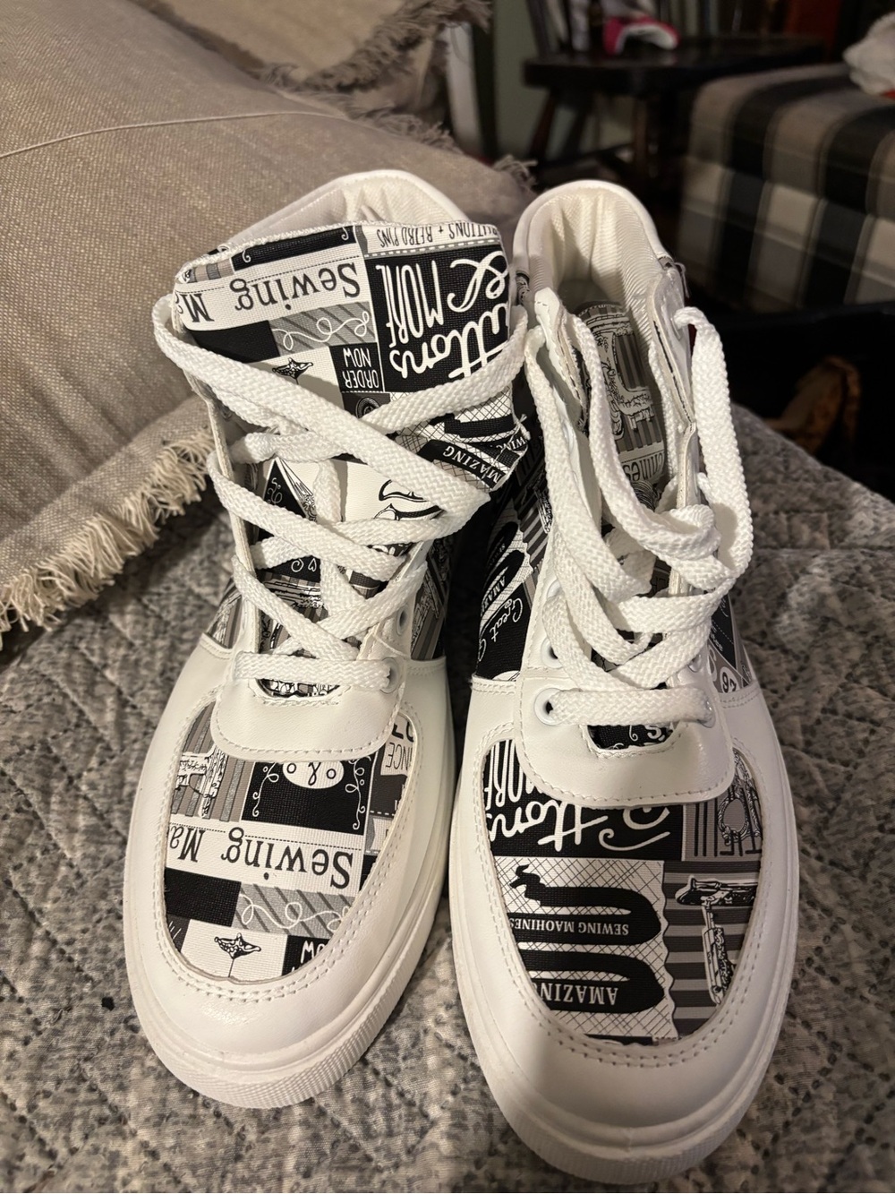 Black & White Graphic High-Top Sneakers